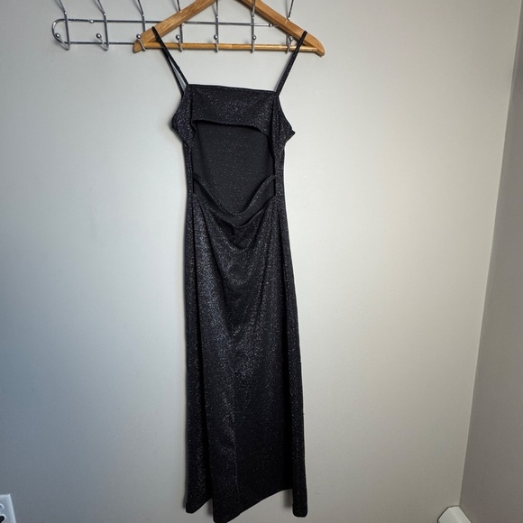 Accomplice Women's Vintage‎ Spaghetti Strap Metallic Glitter Maxi Dress Black S - Picture 4 of 13